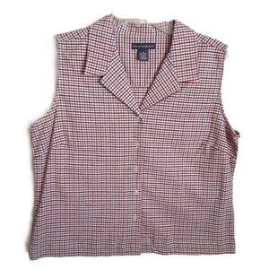 Mountain Lake Woman's Sleeveless Top SIze XL Button-up Cotton Patriotic Summer